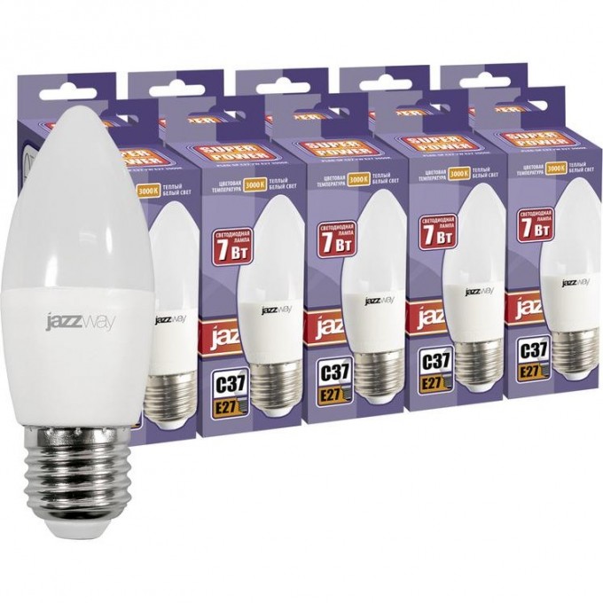 Лампа светодиодная JAZZWAY PLED-SP 7Вт C37 3000К E27 230В 50Гц 10шт. 1028464 Лампа светодиодная JAZZWAY PLED-SP 7Вт C37 3000К E27 230В 50Гц 10шт. 1028464