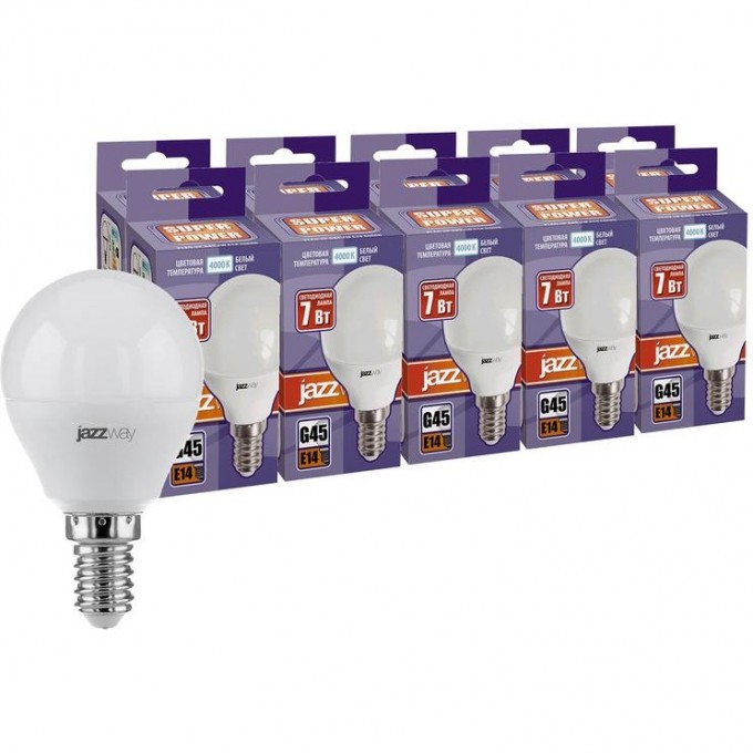 Лампа светодиодная JAZZWAY PLED-SP 7Вт G45 4000К E14 230В 50Гц 10шт. 5018952 Лампа светодиодная JAZZWAY PLED-SP 7Вт G45 4000К E14 230В 50Гц 10шт. 5018952