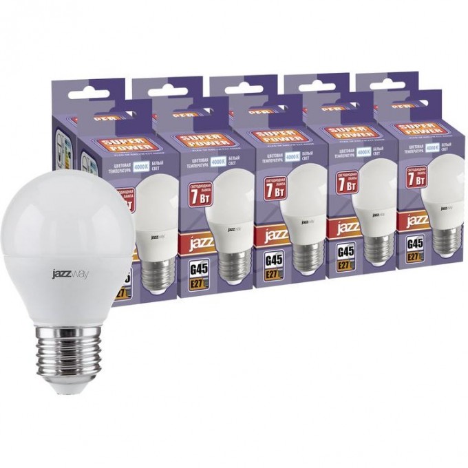Лампа светодиодная JAZZWAY PLED-SP 7Вт G45 4000К E27 230В 50Гц 10шт. 5018983 Лампа светодиодная JAZZWAY PLED-SP 7Вт G45 4000К E27 230В 50Гц 10шт. 5018983