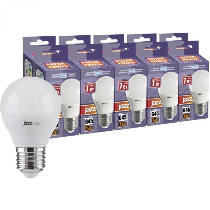 Лампа светодиодная JAZZWAY PLED-SP 7Вт G45 5000К E27 230В 50Гц 10шт. 1028426 Лампа светодиодная JAZZWAY PLED-SP 7Вт G45 5000К E27 230В 50Гц 10шт. 1028426