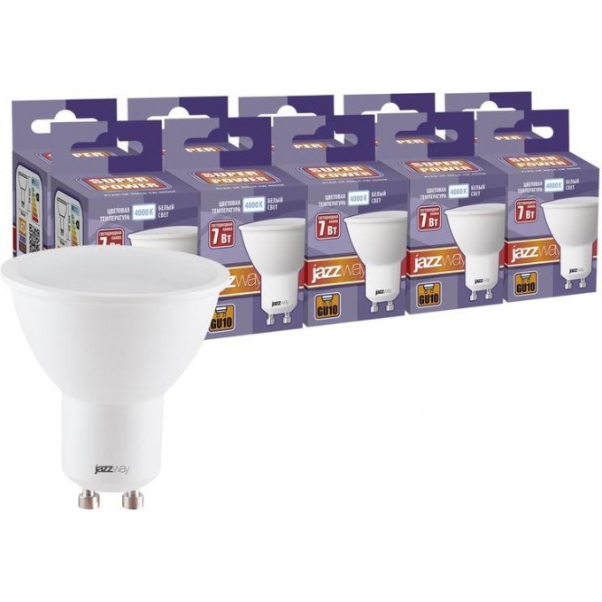 Лампа светодиодная JAZZWAY PLED-SP 7Вт PAR16 4000К GU10 230В 50Гц 10шт. 5019010 Лампа светодиодная JAZZWAY PLED-SP 7Вт PAR16 4000К GU10 230В 50Гц 10шт. 5019010