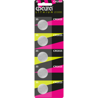 Литиевые таблеточные элементы питания JAZZWAY ФАZА CR2025 BL-5 Литиевые таблеточные элементы питания JAZZWAY ФАZА CR2025 BL-5